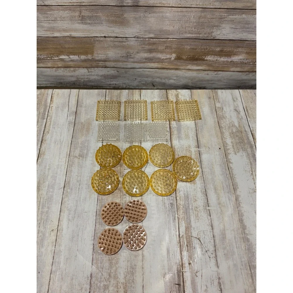 Vintage Plastic Flower Frog Lot 18pc Round Square Amber Clear Tan Spiked Pin
